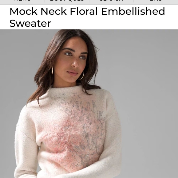 NWT Mock Neck Embellished Floral Sweater - Picture 9 of 11